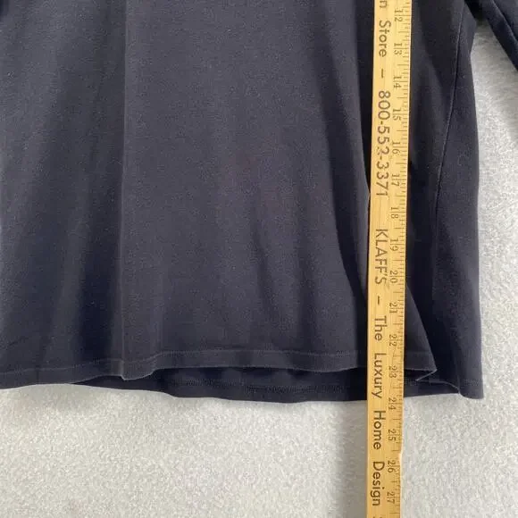 EILEEN FISHER Top S Stretch Organic Cotton Jersey Scoop Neck 3/4 Sleeve Black - Picture 9 of 10